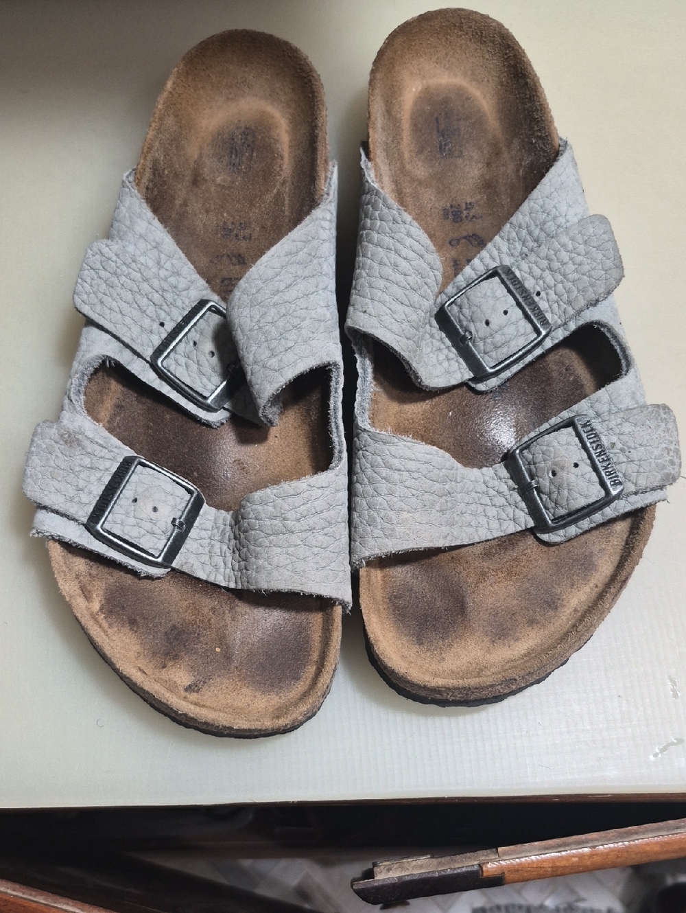 Birkenstock Kids Light Gray Double Buckle Slides